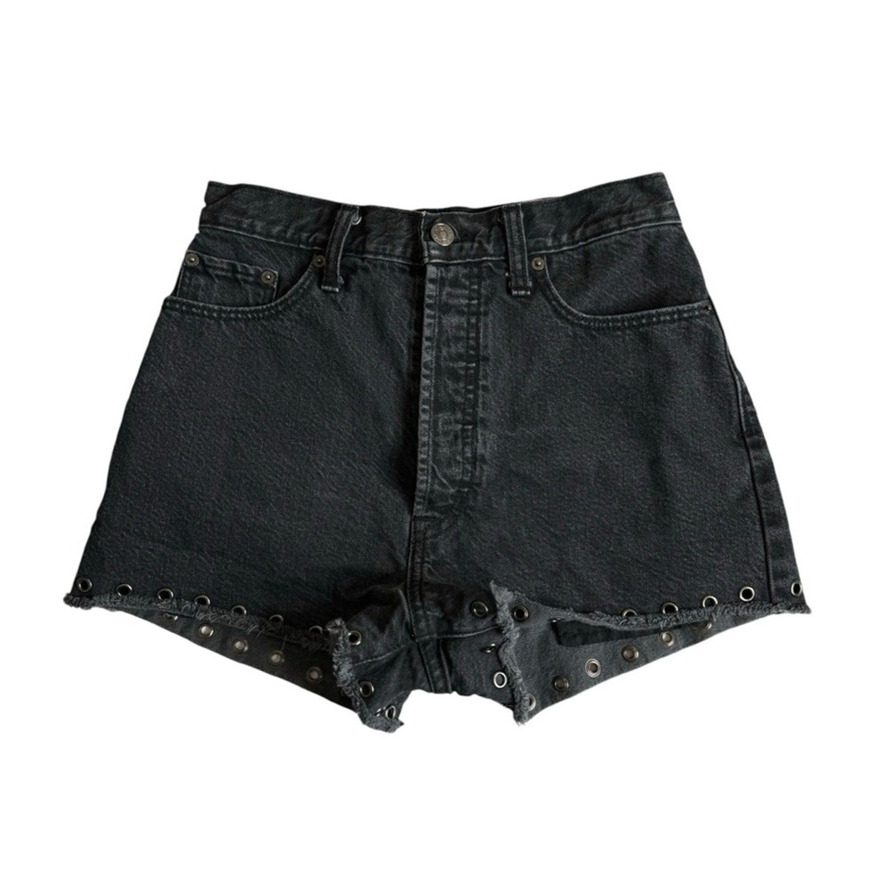 Abercrombie and Fitch Grommet Hem High Rise Jean‎ Shorts Washed Black Womens 24